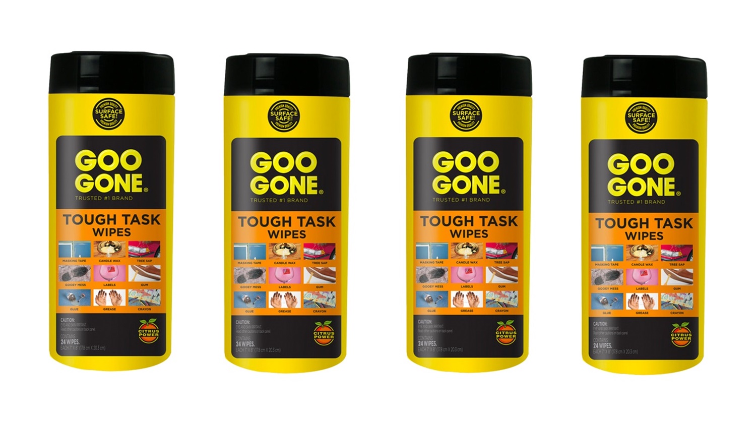 (image for) Goo Gone WG2000 Tough Task Wipes 24 Count - 4 Pack